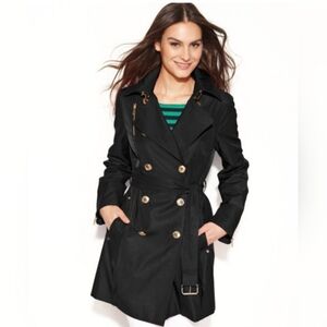 Women's Black Double-Breasted Trench Coat